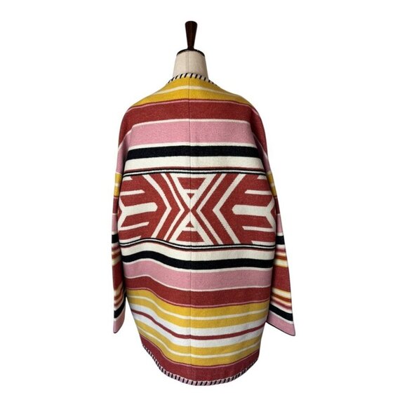 Rebecca Minkoff Coat Women Medium‎ Red Aztec Kahlo Open Front Striped Luxury - Picture 3 of 11